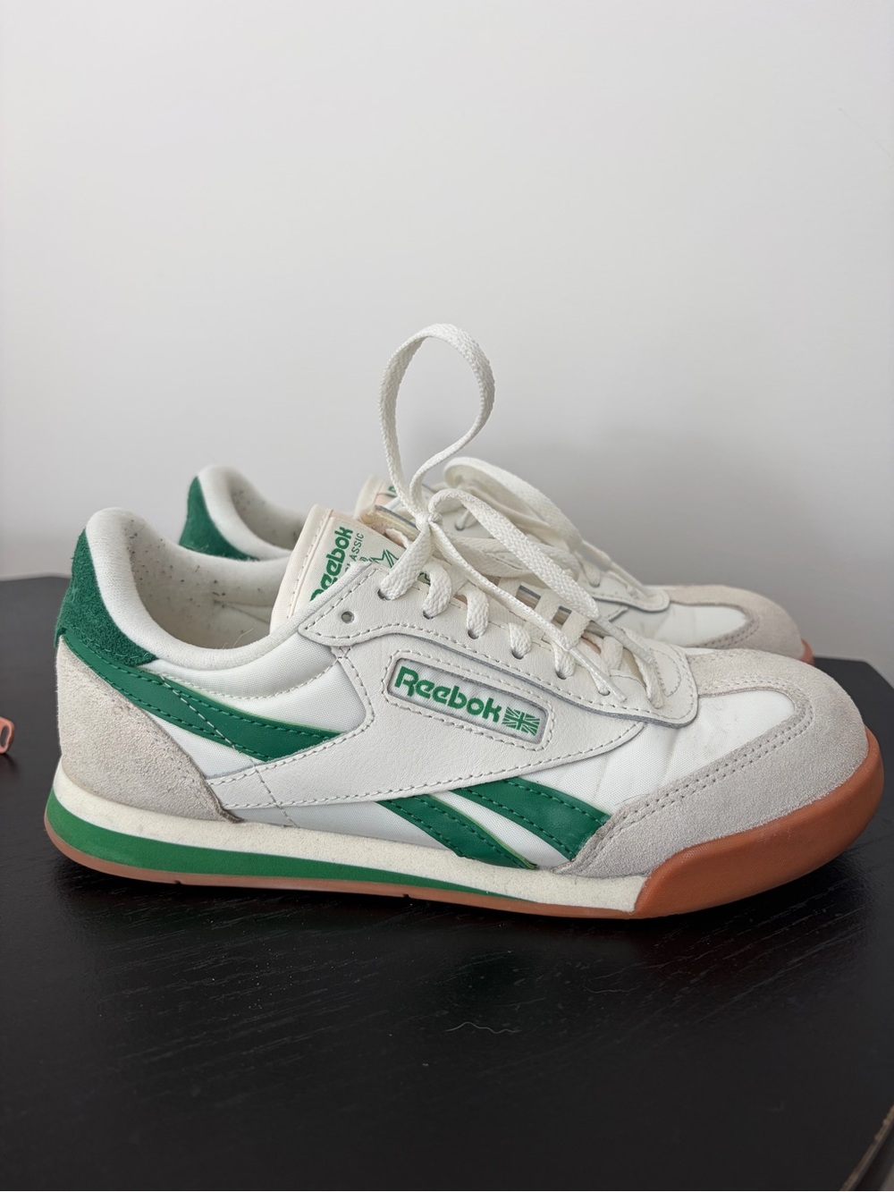 Reebok White & Green Retro Low-Top Sneakers